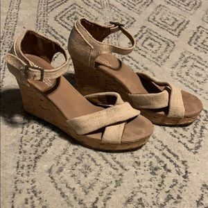 Beige Toms Wedges
